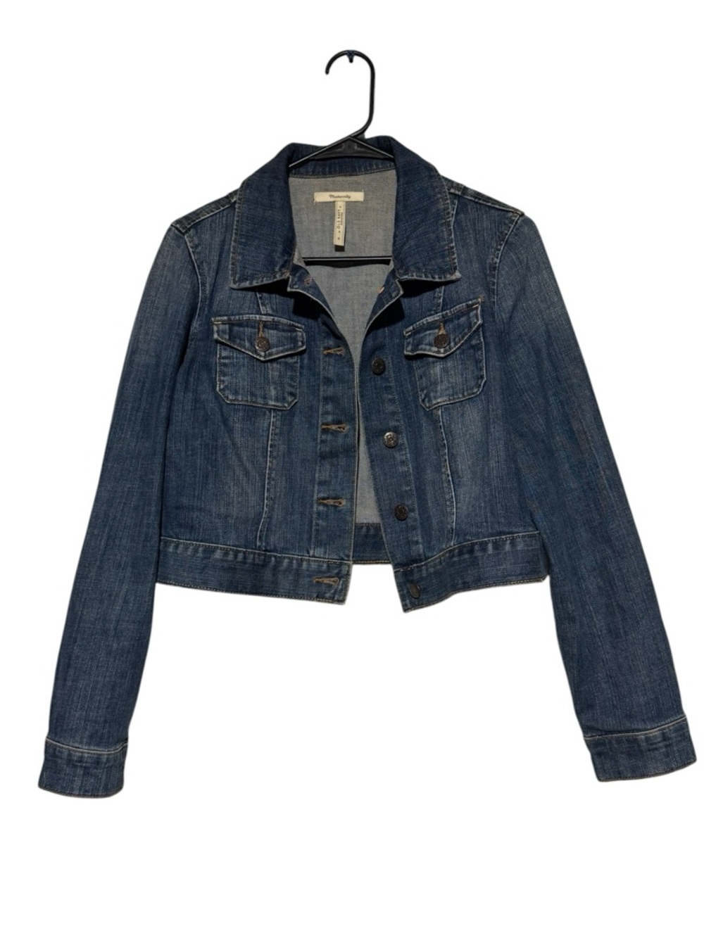 Old Navy Denim Jean Maternity Jacket Size M Medium Ash Cropped Fall‎ Spring